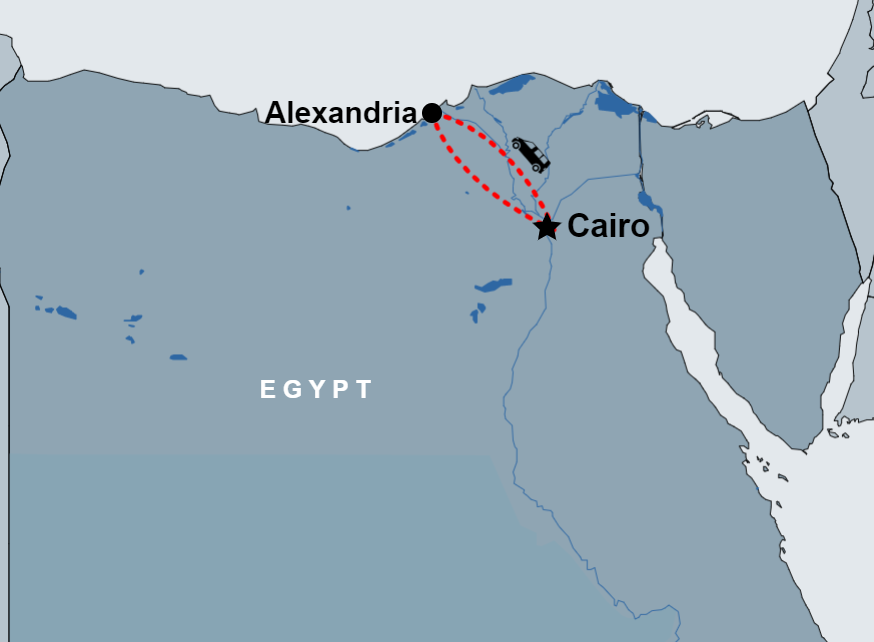 Day Tour to Alexandria from Cairo by car map Day Tour to Alexandria from Cairo by car map